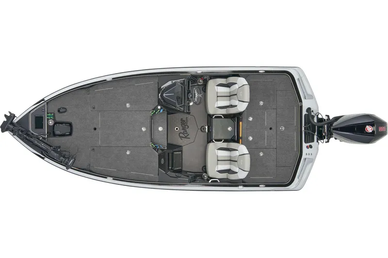 Slide: The Image of 2025 Ranger Z519R Cup-Equipped boat interior with blue accents and spacious deck. - 5