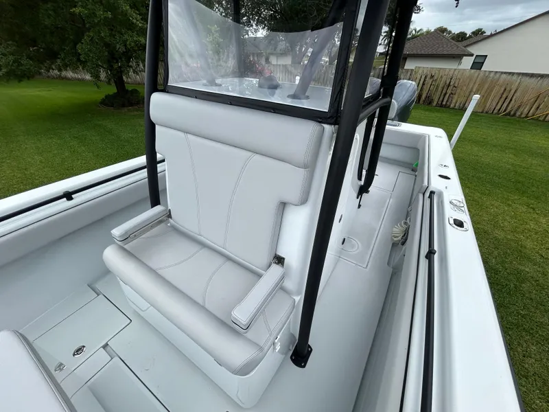 Slide: The Image of 2024 Contender 28 Tournament boat interior with sleek seating and modern design. - 15