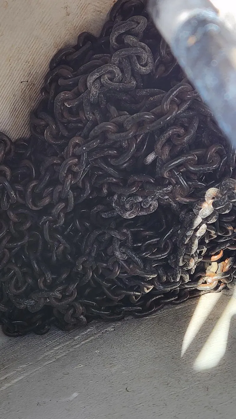 Slide: The Image of Pile of rusty chains on a 2002 Cruisers 5000 boat deck. - 14