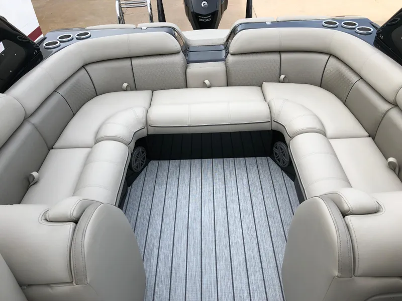 Slide: The Image of Luxurious seating area on a 2018 South Bay 25 Sport CR9 pontoon boat. - 26