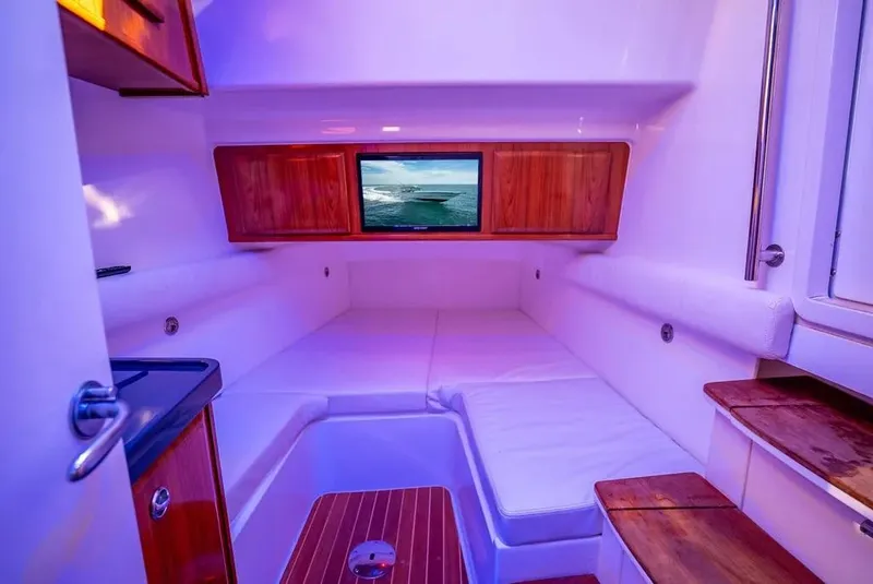 Slide: The Image of Luxurious interior cabin of 2019 HCB 53 Sueños yacht with cozy seating and TV. - 34