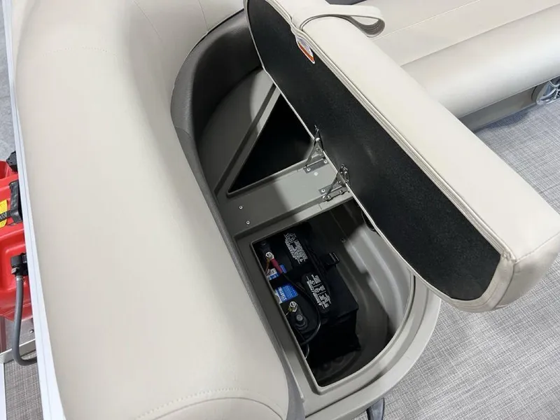 Slide: The Image of Storage compartment in 2025 Sun Tracker Bass Buggy® 16 XL Select pontoon boat. - 14