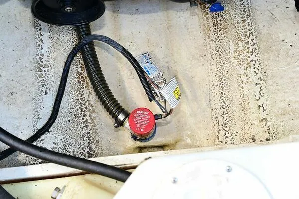 Slide: The Image of Bilge area of 2015 Crownline 236 SC boat with wiring and components visible. - 26