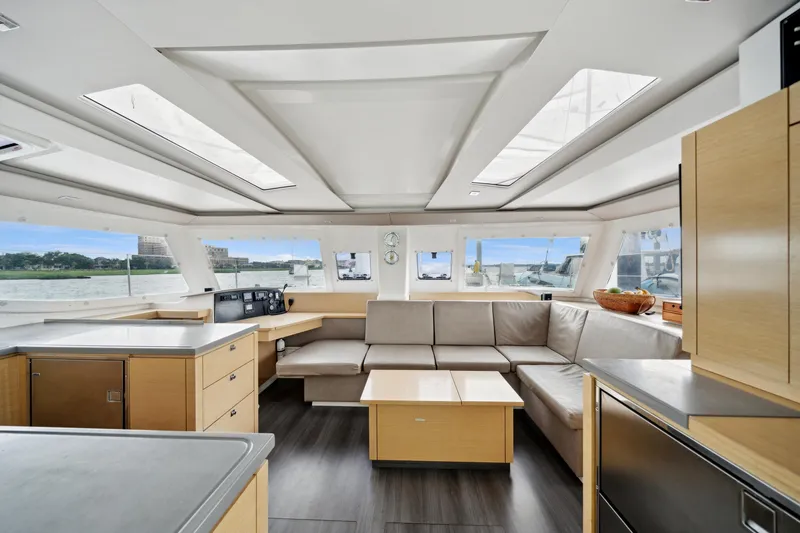 Slide: The Image of Spacious interior of 2014 Fountaine Pajot Helia 44 catamaran with modern furnishings. - 36