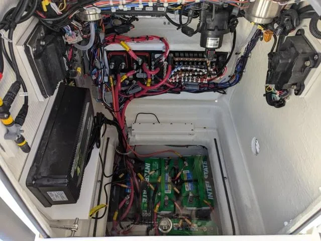 Slide: The Image of Electrical system of a 2025 Pathfinder 2500 Hybrid, showcasing wiring and battery components. - 20