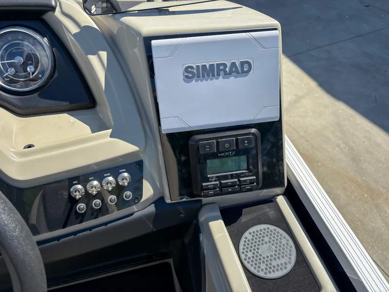 Slide: The Image of Control panel of 2023 Barletta CABRIO 24 UC boat with Simrad display. - 10