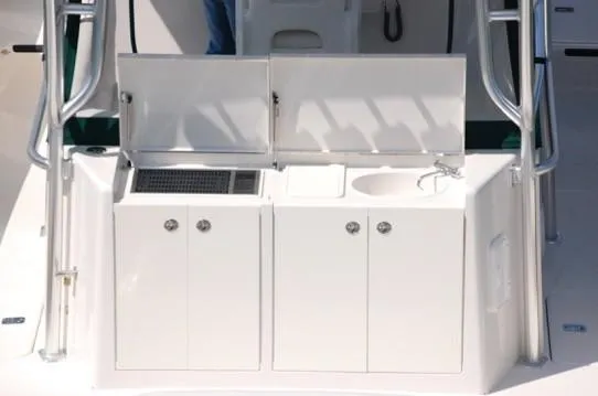 Slide: The Image of Calcutta 390 boat kitchen area with sink and storage, 2008 model. - 8