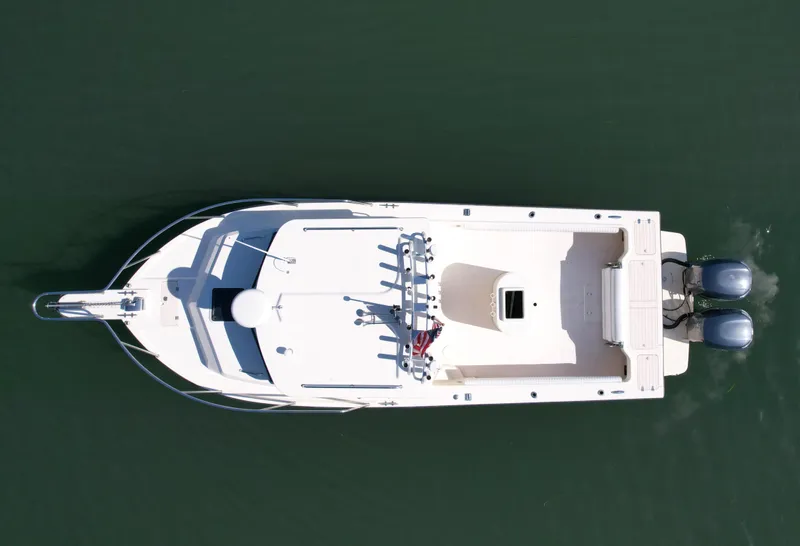 Slide: The Image of Overhead view of 2008 Parker 2520 DV boat on water. - 4