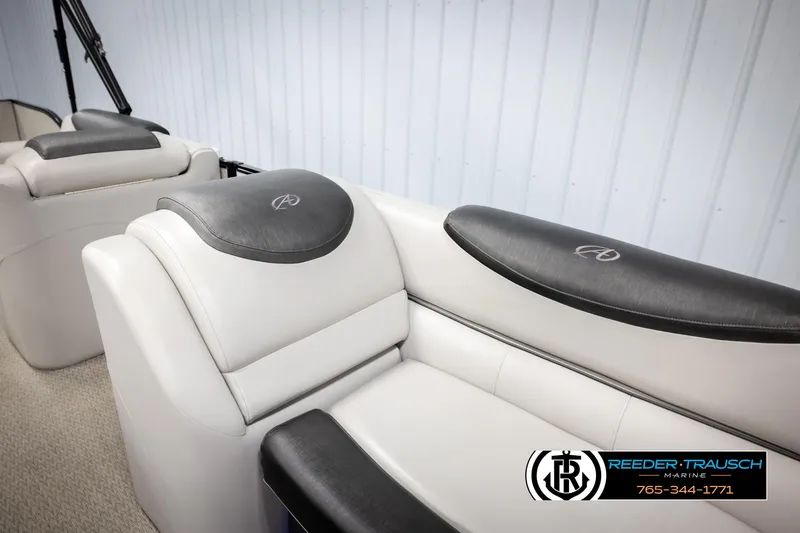 Slide: The Image of Luxurious seating on 2020 Avalon 2385 CAT EL pontoon boat, featuring sleek design and comfort. - 22
