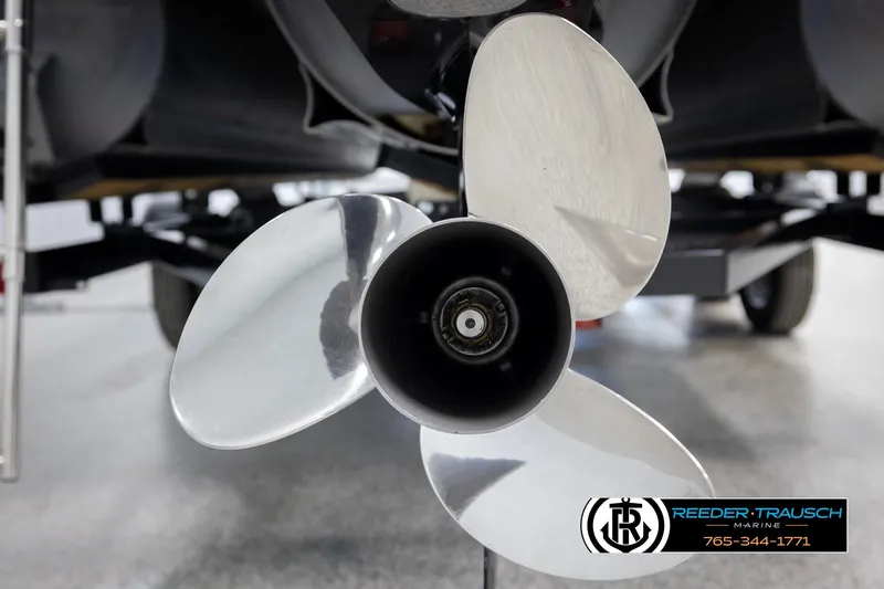 Slide: The Image of ```json
{
  "alt_text": "Close-up of Avalon 2385 CAT EL 2020 boat propeller."
}
``` - 42