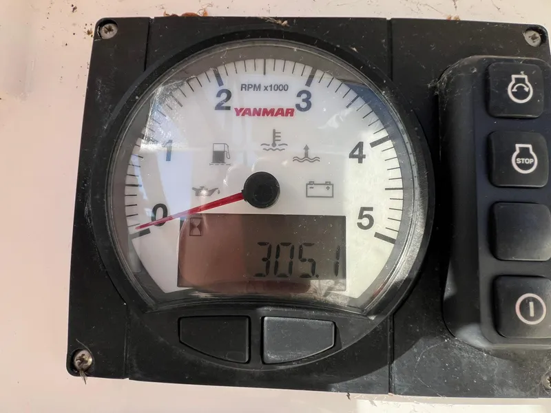 Slide: The Image of Yanmar RPM gauge on 2015 X-Yachts Xp 55, displaying 3051 RPM. - 21