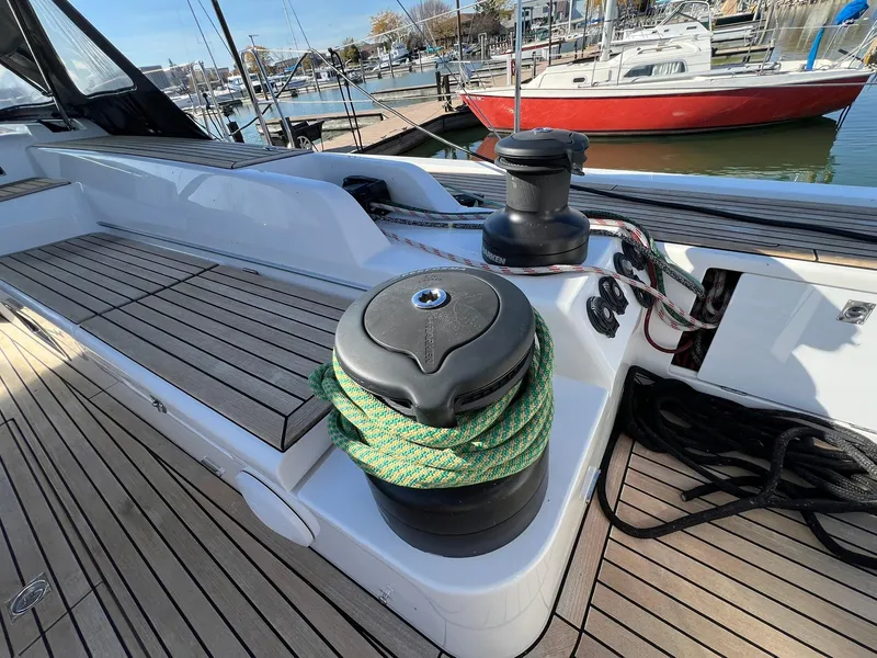 Slide: The Image of Deck of 2015 X-Yachts Xp 55 with winch and green rope. - 30