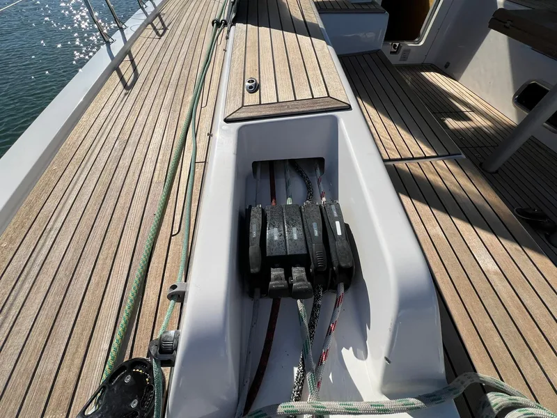 Slide: The Image of 2015 X-Yachts Xp 55 deck with rigging and teak finish. - 39