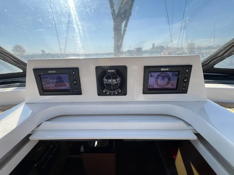 Slide: The Image of Control panel of 2015 X-Yachts Xp 55 sailboat with navigation instruments. - 43