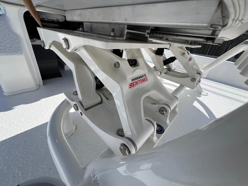 Slide: The Image of Shockwave Sentinel seat mounts on SCB S22, 2025 model, showcasing advanced marine engineering. - 17