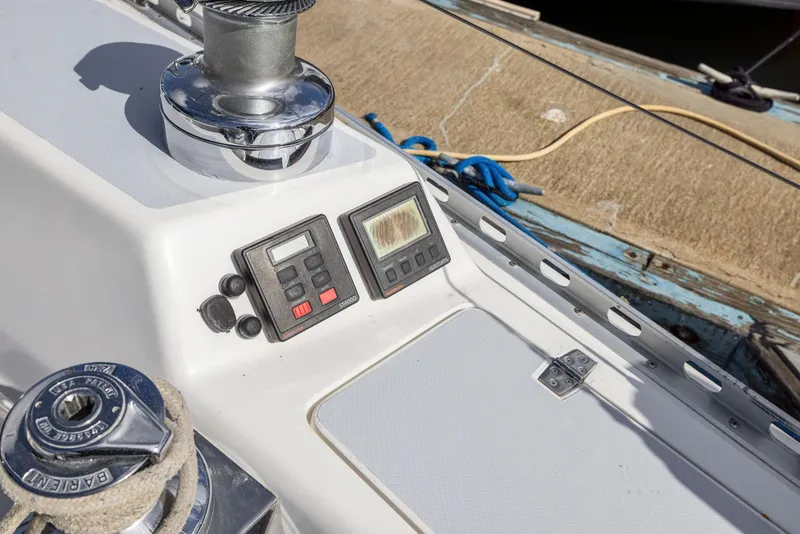 Slide: The Image of Control panel and winch on 1986 J Boats J/40 sailboat deck. - 35