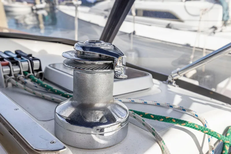 Slide: The Image of Winch and ropes on a 1986 J Boats J/40 sailboat deck. - 38