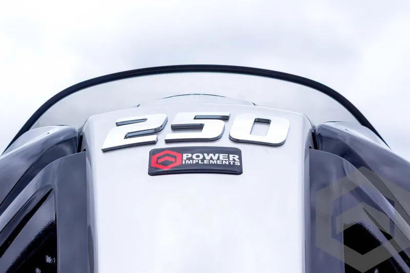 Slide: The Image of 2025 Caymas CX 20 PRO boat engine with "250" and "Power Implements" branding. - 30