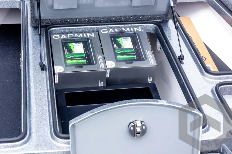 Slide: The Image of 2025 Caymas CX 20 PRO boat with dual Garmin fish finders installed. - 45