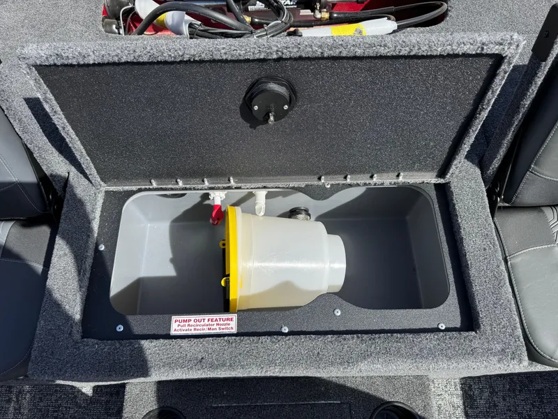 Slide: The Image of 2025 Tracker Targa V-18 Combo livewell compartment with pump-out feature. - 14