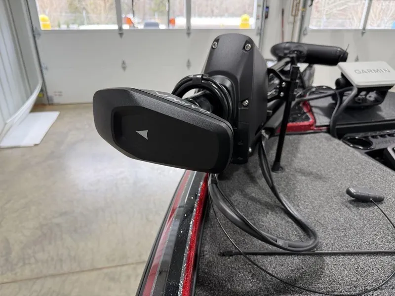 Slide: The Image of 2025 Nitro Z18 Pro boat with advanced trolling motor in a garage setting. - 9