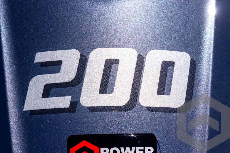 Slide: The Image of Close-up of '200' on 2025 Tidewater 2110 Bay Max boat engine. - 21