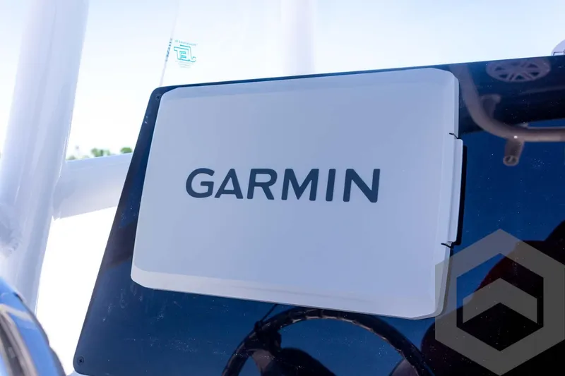 Slide: The Image of Garmin device on 2025 Tidewater 2110 Bay Max boat dashboard. - 37