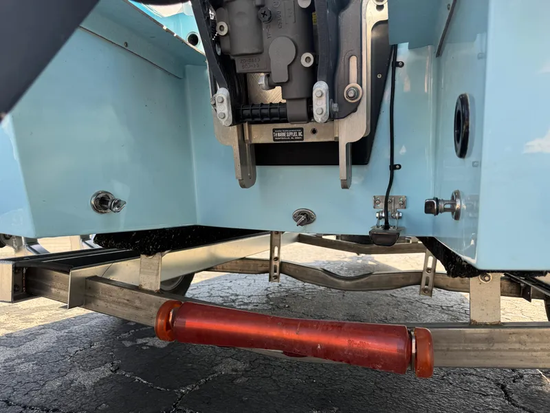 Slide: The Image of 2023 Hell's Bay Professional boat trailer hitch and engine mount detail. - 6