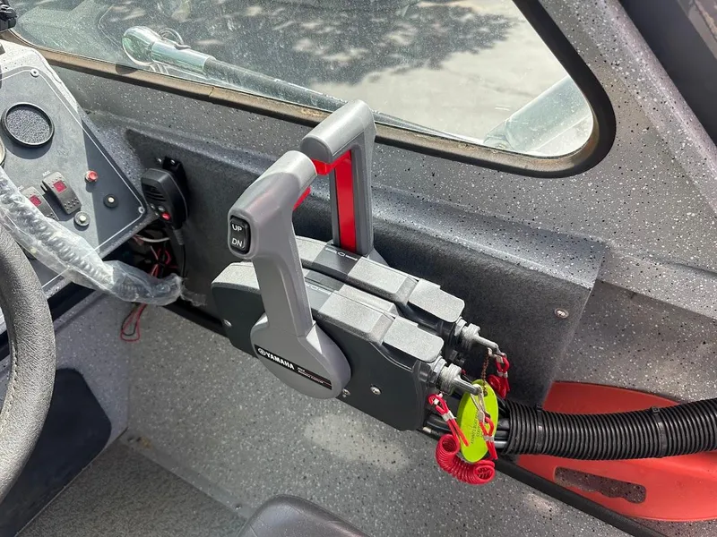 Slide: The Image of 2017 Smoker Craft 182 Phantom boat controls and dashboard interior. - 33