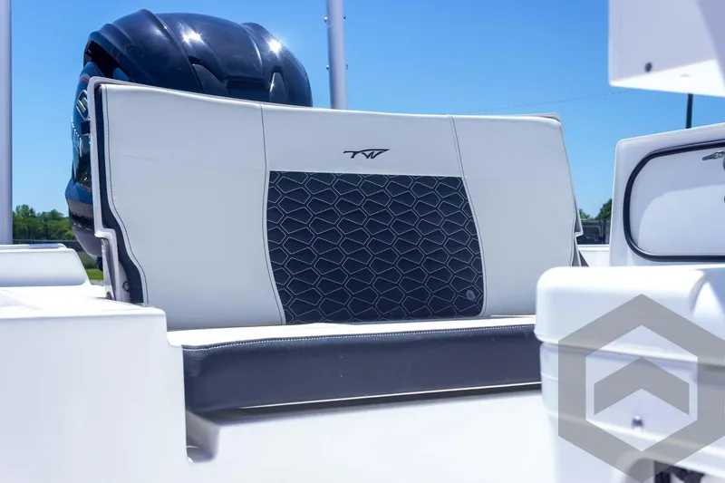 Slide: The Image of 2025 Tidewater 2410 Bay Max boat seat with stylish black and white upholstery. - 39