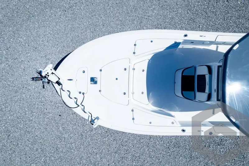 Slide: The Image of Overhead view of 2025 Tidewater 2410 Bay Max boat on water. - 48