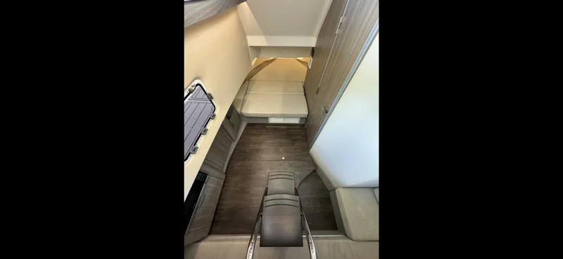 Slide: The Image of 2019 Regal 33 SAV cabin interior with modern design and comfortable seating. - 26