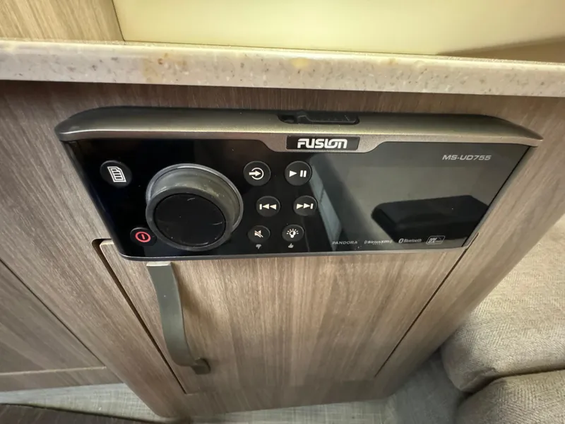Slide: The Image of Fusion MS-UD755 stereo system in 2019 Regal 33 SAV boat interior. - 32