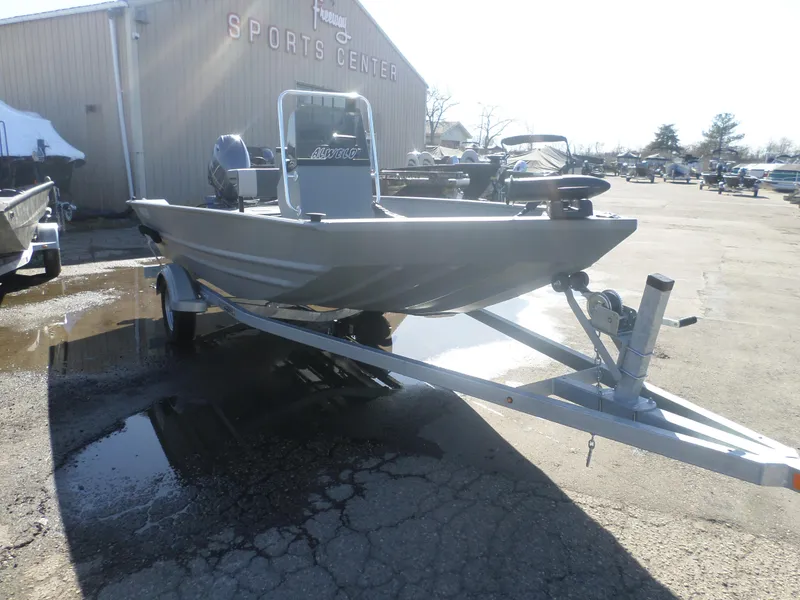 Slide: The Image of 2023 Alweld 1760 VV Marsh boat on trailer at sports center. - 3