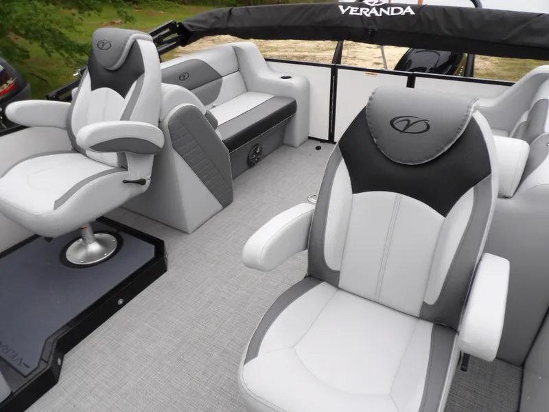 Slide: The Image of 2025 Veranda Vista Sport 22RC boat interior with luxurious seating and modern design. - 14