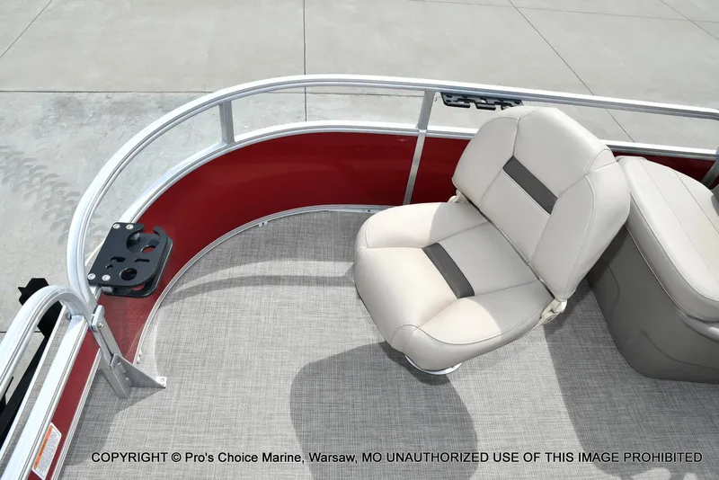 Slide: The Image of 2025 Sun Tracker Bass Buggy 16 DLX boat interior with cushioned seating. - 22