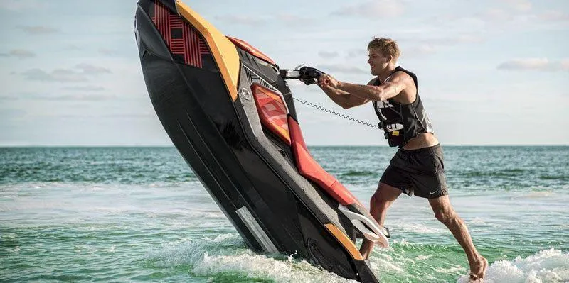 Slide: The Image of Man riding 2019 Sea-Doo Spark Trixx 2up iBR on ocean waves. - 10