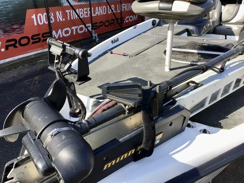 Slide: The Image of 2018 Bass Cat Panterra II boat deck with Garmin equipment and Minn Kota trolling motor. - 25