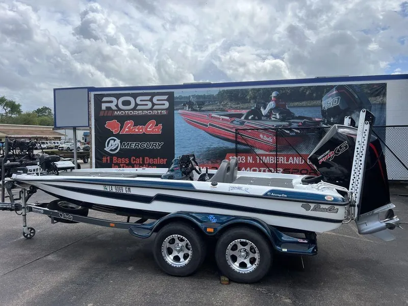 Slide: The Image of 2021 Bass Cat Pantera II boat at Ross Motorsports dealership, featuring Mercury engine. - 30
