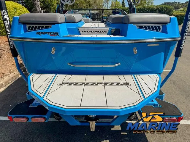 Slide: The Image of 2022 Moomba Makai boat rear view with swim platform at VS Marine Boating Center. - 10