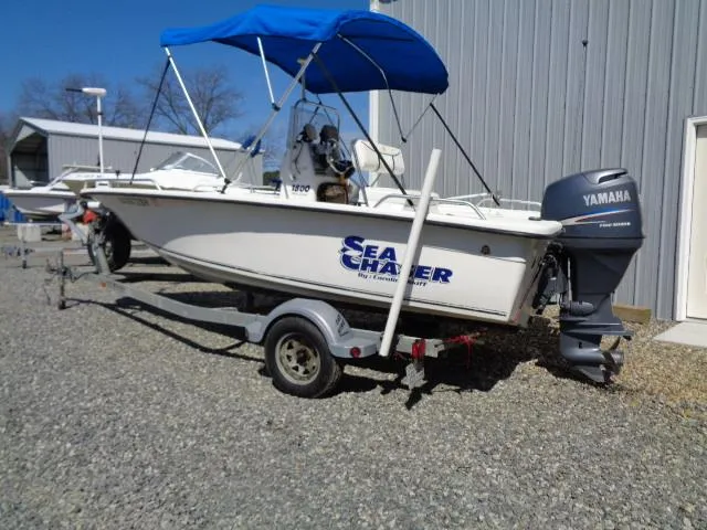 Slide: The Image of 2005 Sea Chaser 1800 RG boat with Yamaha outboard motor on trailer. - 7