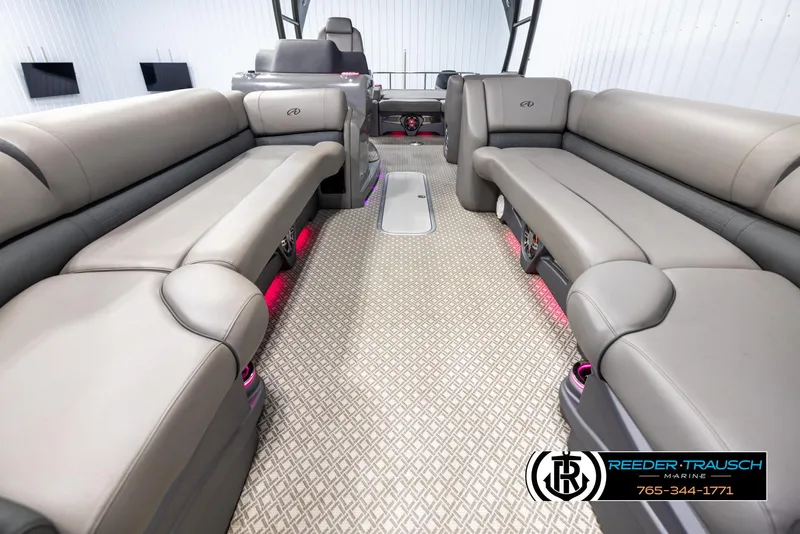 Slide: The Image of 2022 Avalon Catalina VRB interior with luxurious seating and ambient lighting. - 12
