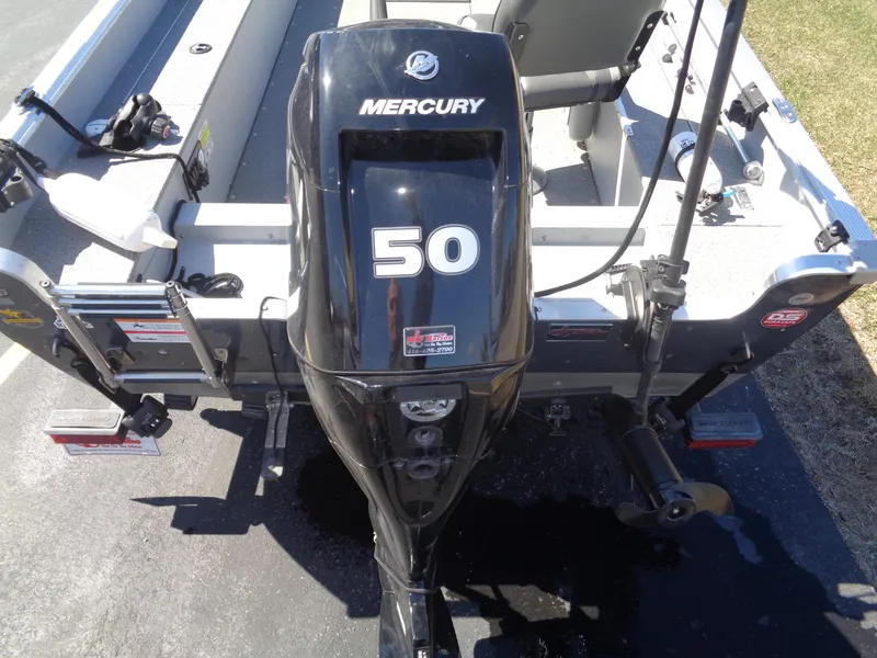 Slide: The Image of 2023 Lund 1600 Alaskan Tiller boat with Mercury 50 HP outboard motor. - 14