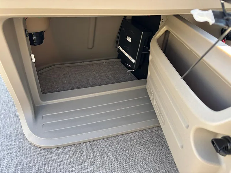 Slide: The Image of Storage compartment of 2025 Sun Tracker Party Barge 20 DLX pontoon boat. - 26