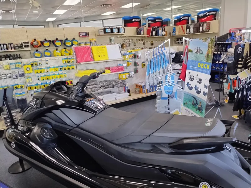 Slide: The Image of 2024 Yamaha WaveRunner GP SVHO displayed in a marine equipment store. - 7