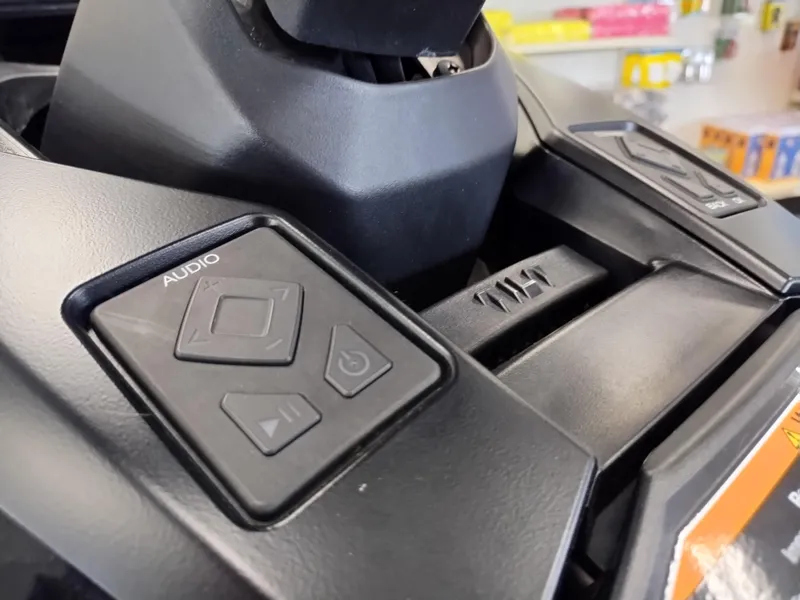 Slide: The Image of 2024 Yamaha WaveRunner GP SVHO audio controls on dashboard, close-up view. - 8