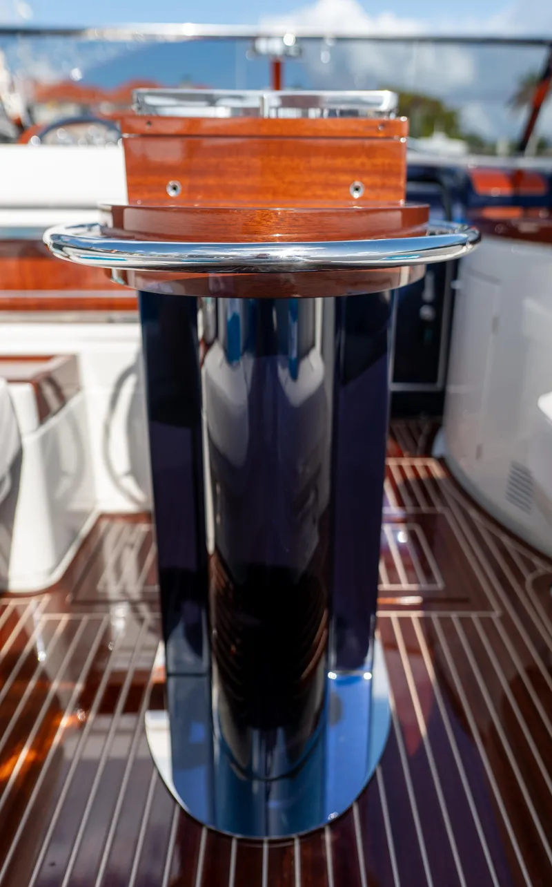 Slide: The Image of 2015 Riva Aquariva Super yacht detail with polished wood and chrome accents. - 21