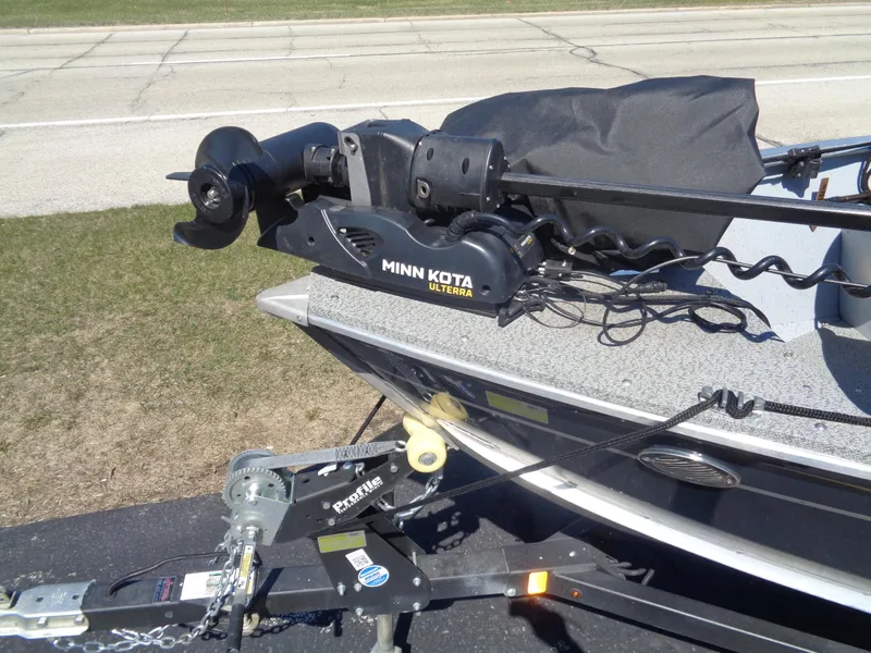 Slide: The Image of 2023 Lund 1600 Alaskan Tiller with Minn Kota Ulterra motor on trailer. - 8