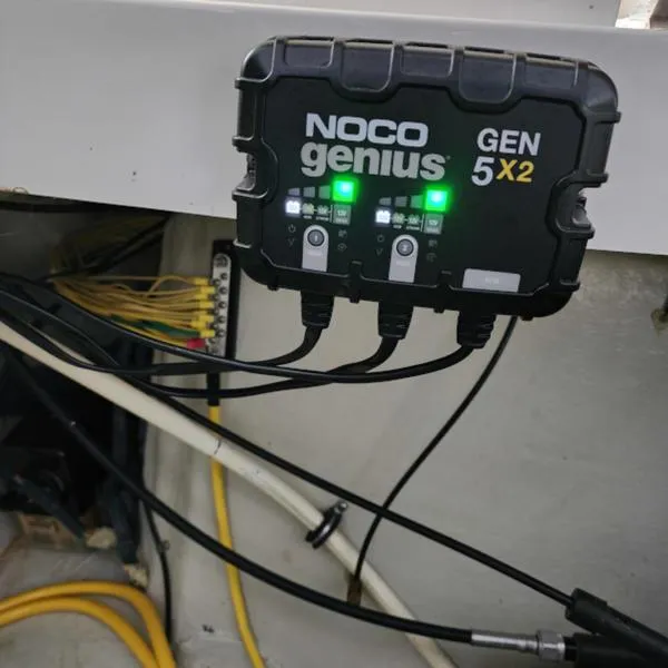 Slide: The Image of NOCO Genius GEN 5X2 battery charger installed in a 2007 Cobalt 282 boat. - 8