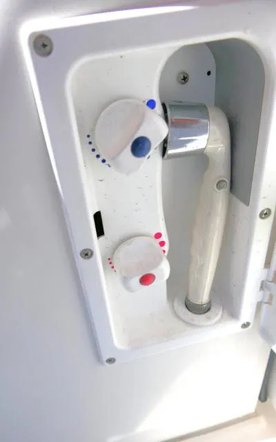 Slide: The Image of Close-up of 2005 Sea Ray 280 Sundancer shower controls and handle. - 46